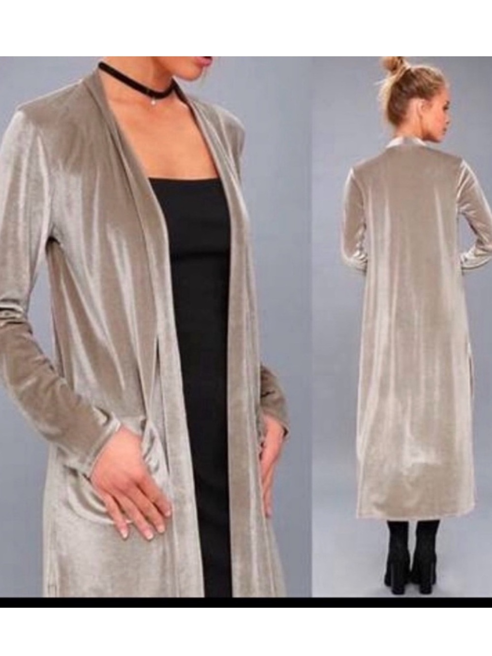Young Fabulous & Broke Velvet Open Front Duster - Taupe